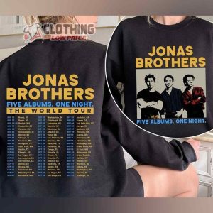 Five Albums One Night Tour Dates Shirt, Jonas Brothers T Shirt, Jonas Brothers Tour 2023 Tee, Jonas Brothers Sweatshirt, Jonas Brothers Merch, Jonas Brothers Gift