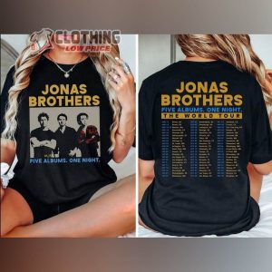 Five Albums One Night Tour Dates Shirt, Jonas Brothers T Shirt, Jonas Brothers Tour 2023 Tee, Jonas Brothers Sweatshirt, Jonas Brothers Merch, Jonas Brothers Gift