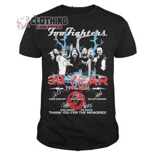Foo Fighters 30 Years 1994 2024 Thank You For The Memories Signatures Merch Foo Fighters Tour 2024 Shirt Foo Fighters 2024 UK Tour T Shirt
