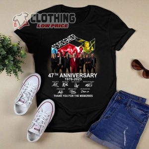 Foreigner Band Concert 2023 Setlist T- Shirt, Foreigner 47th Years Anniversary 1976 – 2023 Signatures Thank-you For The Memories Shirt, Foreigner Tour 2023 Merch