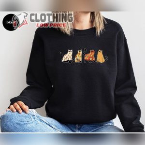 Funny Cat Crewneck Sweatshirt, Spooky Season Long Sleeve Shirts, Cat Mom Pumpkin Hoodies And Sweaters