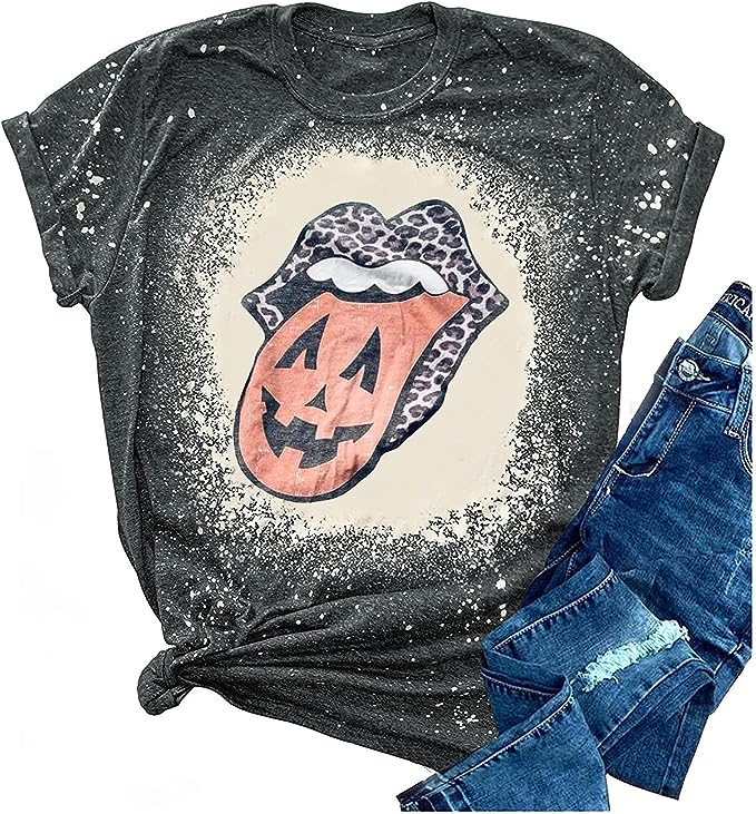 Funny Pumpkin Lips rolling stones halloween shirt amazon