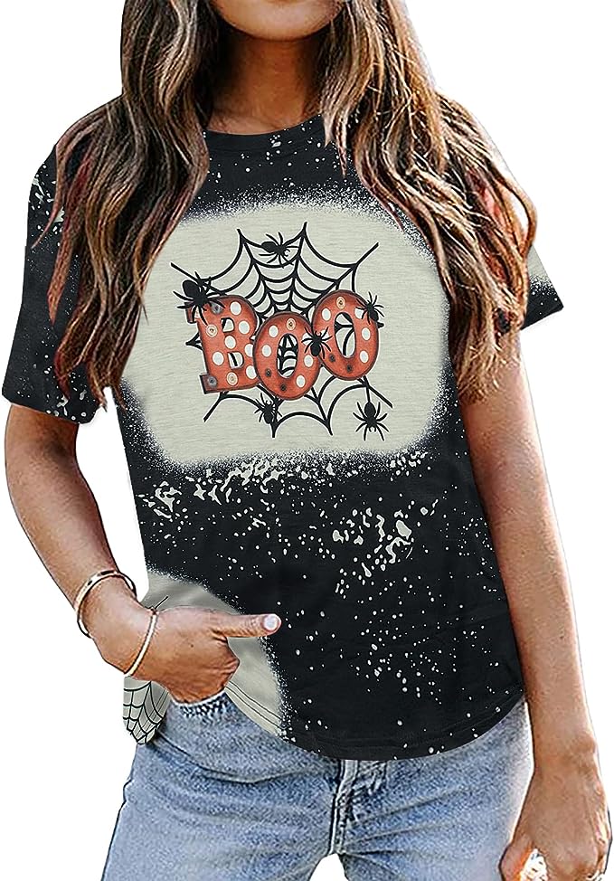 Ghost Pumpkin Spider Halloween Graphic Tee amazon