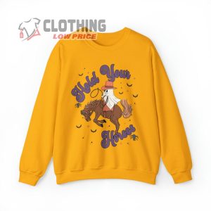 Groovy Western Halloween Crewneck, Hold Your Horses for This Spooky Ghoul Western Halloween Sweatshirt