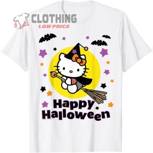 Hello Kitty Happy Halloween Tee Shirt, Cute Hello Kitty Batman drive a broom Halloween Shirt