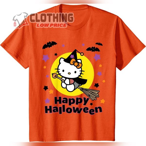 Hello Kitty Happy Halloween Tee Shirt, Cute Hello Kitty Batman drive a broom Halloween Shirt