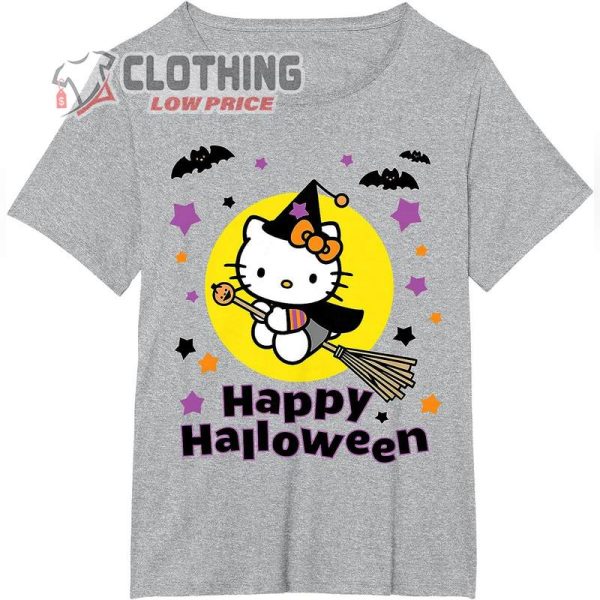 Hello Kitty Happy Halloween Tee Shirt, Cute Hello Kitty Batman drive a broom Halloween Shirt