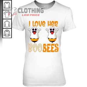 Halloween 2023 Trends Shirt Cute Boo Bees T Shirt Halloween I Love Her Boo Bees Ghost Bee Matching Hoodie Halloween Decor Trends 2023 Merch 2