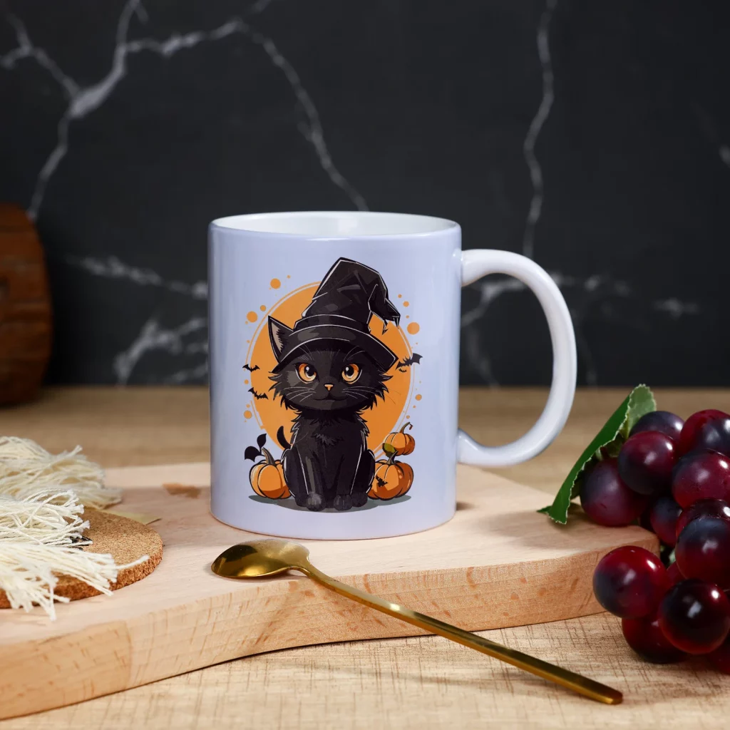 Halloween Blackcat Pumpkin Mug etsy