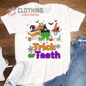 Halloween Dental Squad Shirt, Dental Pupmkin Tee,halloween 2023 Trends Shirt, Trick Or Teeth, Spooky Teeth Tricks And Tips Halloween Merch