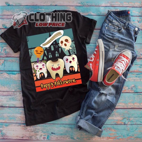Halloween Dentist Shirt, Happy Halloween Scary Tooth Dental Shirt, Spooky Dental Halloween Shirt, Dental Halloween Ideas Merch