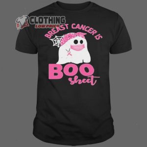 Halloween Ghost Breast Cancer Awareness Is Boo Sheet Merch, Boo Halloween Shirt, Ghost Breast Cancer Awareness T-Shirt