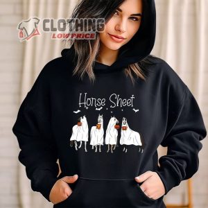 Halloween Ghost Horse SHeet Hoodie Spooky Horse Graze Pumkin Carving Halloween Sweatshirt 1