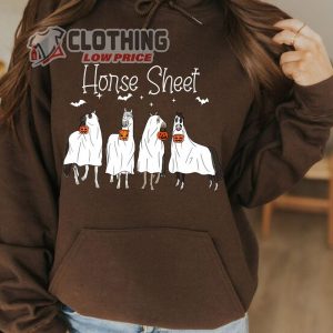 Halloween Ghost Horse SHeet Hoodie Spooky Horse Graze Pumkin Carving Halloween Sweatshirt 2