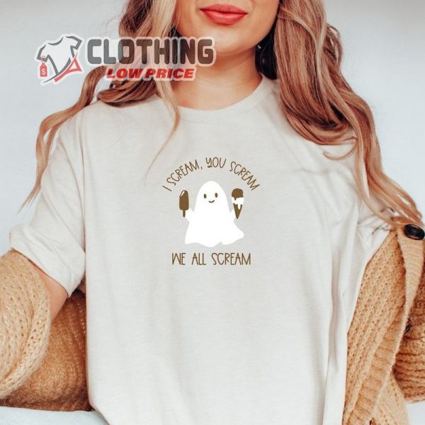 Halloween Ghost Ice Cream Tee, We All Scream For Ice Cream Halloween T-Shirt