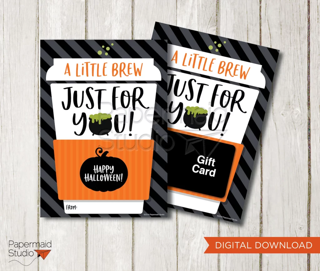 Halloween Gift Card Holder for Coffee Printable esty