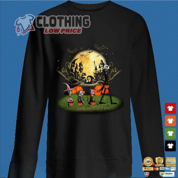 Halloween Jack Skellington Shirt, Jack Skellington And Friends Road Moon Pumpkin Halloween Shirt, Jack Skellington Gif Merch