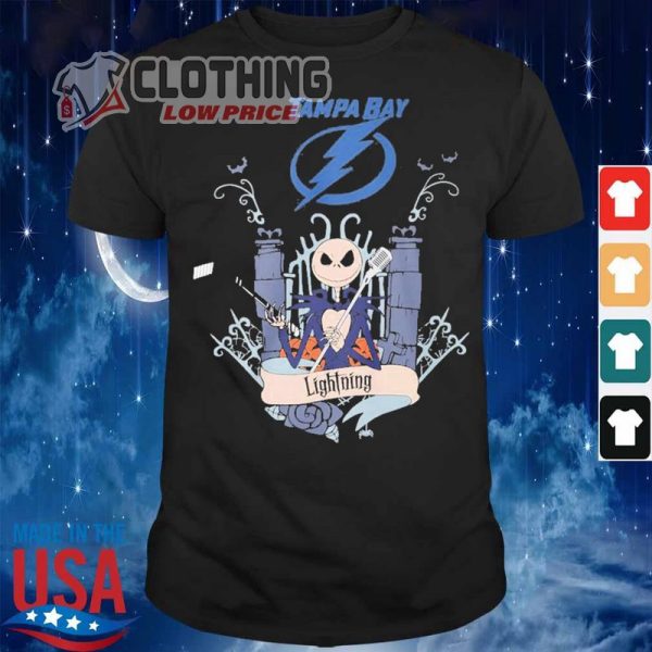 Halloween Jack Skellington Shirt, Jack Skellington Tampa Bay Lightning Halloween Shirt, Jack Skellington Pumpkin Shirt, Jack Skellington Halloween Decor Merch