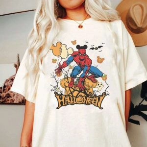Halloween Marvel Shirt, Cute Pumpkin Batman Ghost Avengers Halloween Shirt, Spiderman Halloween Shirt