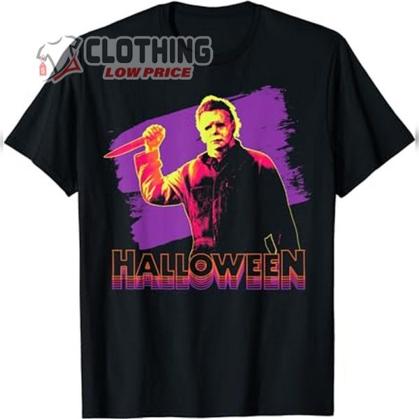 Halloween Michael Myers Neon Portrait T Shirt Halloween Shirt Michael Myers Shirt Halloween 2023 Trends Merch
