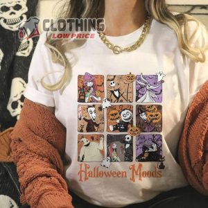 Halloween Moods Shirt, Vintage The Nightmare Before Christmas Halloween Moods T- Shirt, Jack Skellington Sally Oogie Boogie Shirt, Halloween Party Gift