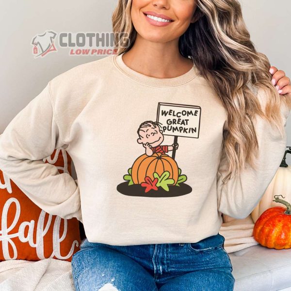 Halloween Snoopy Charlie Brown Welcome Great Pumpkin Sweatshirt, Peanuts Charlie Brown Snoopy Pumpkin Long Sleeve