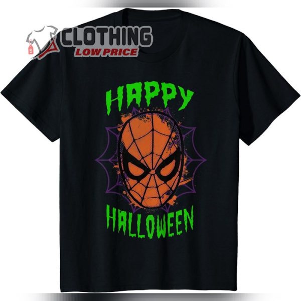 Happy Halloween Shirt, Marvel Spider-Man Mask Scary Halloween T-Shirt