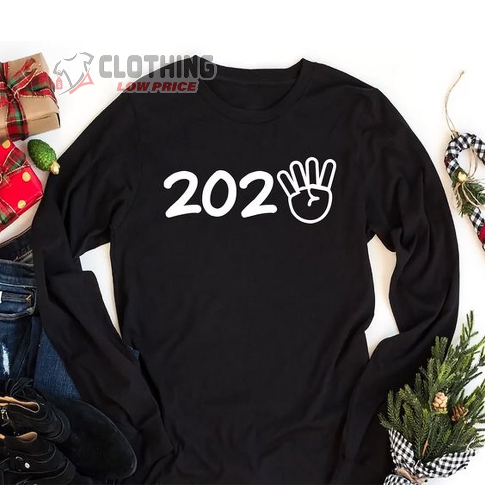 Happy New Year 2024 Long Sleeve T Shirt New Year 2024 Fingers Long   Happy New Year 2024 Long Sleeve T Shirt New Year 2024 Fingers Long Sleeve Shirt 2024 New Years Long Sleeve 