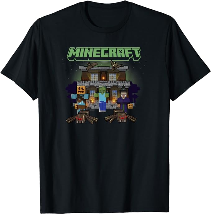 Haunted House Minecraft Halloween T Shirt amazon
