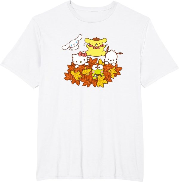 Hello Kitty Cute Dog and Friends Pile of Autumn Leaves T-Shirt