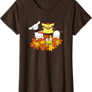 Hello Kitty Cute Dog and Friends Pile of Autumn Leaves T-Shirt