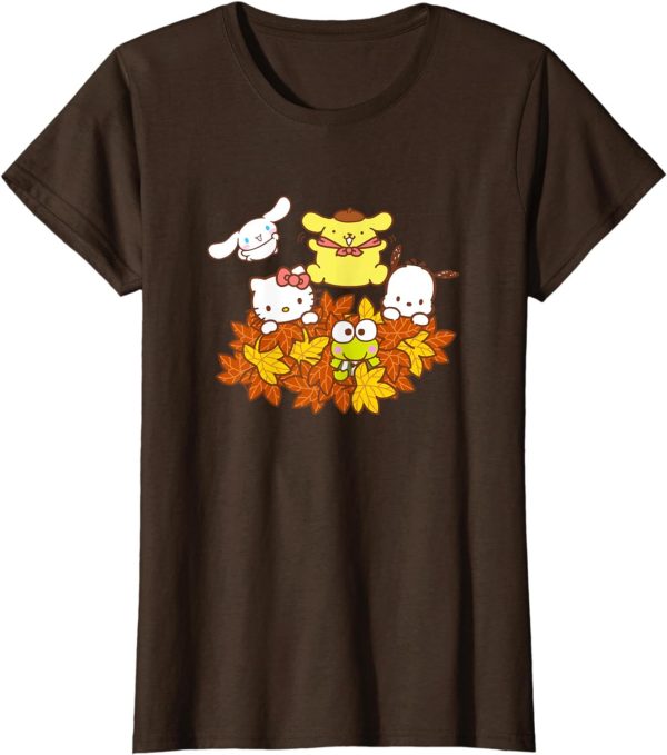 Hello Kitty Cute Dog and Friends Pile of Autumn Leaves T-Shirt