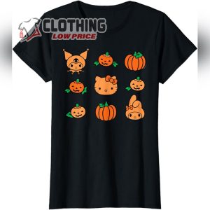 Hello Kitty My Melody Kuromi Cute Pumpkins Halloween T Shirt