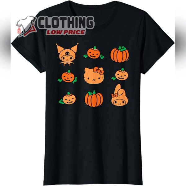 Hello Kitty My Melody Kuromi Cute Pumpkins Halloween T-Shirt