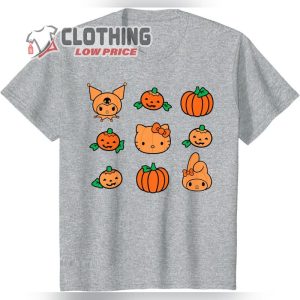 Hello Kitty My Melody Kuromi Cute Pumpkins Halloween T Shirt1