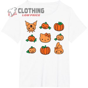Hello Kitty My Melody Kuromi Cute Pumpkins Halloween T Shirt2