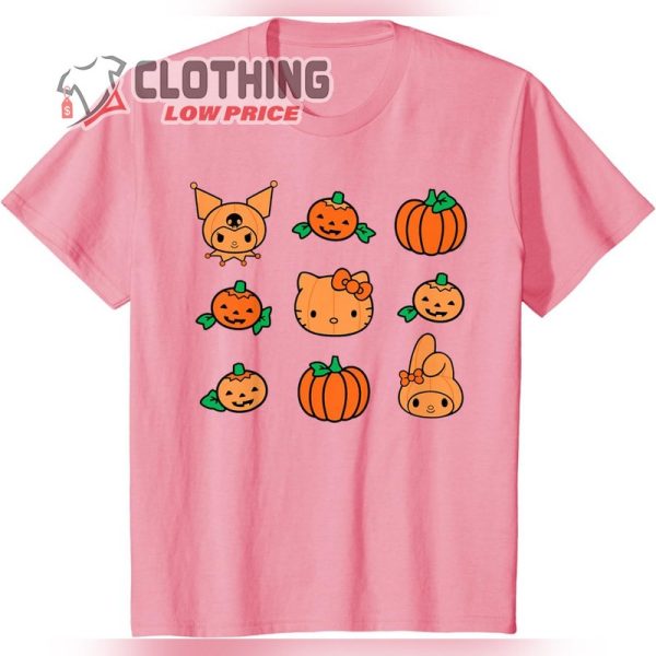 Hello Kitty My Melody Kuromi Cute Pumpkins Halloween T-Shirt