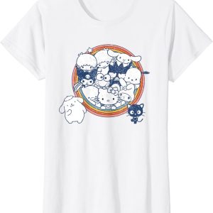 Hello Kitty and Friends Cute Cat Vintage Rainbow Circle T-Shirt