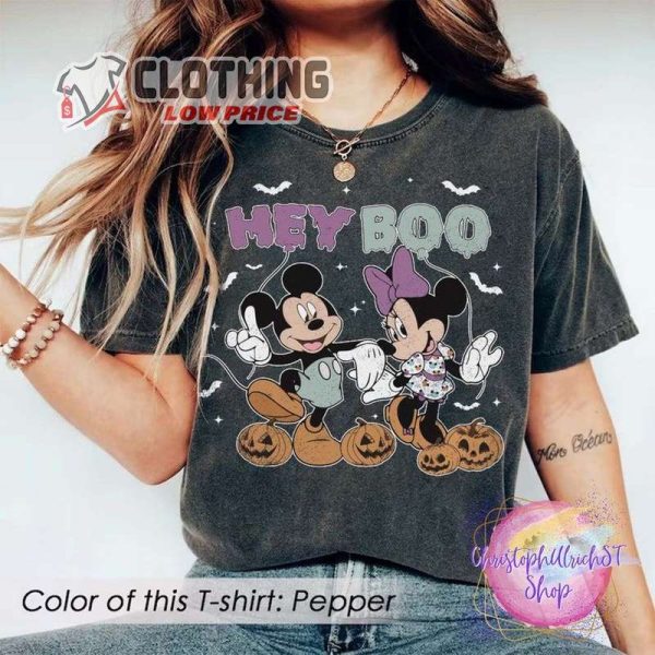 Hey Boo Mickey Minnie Colors Shirt, Mickey Minnie Pumpkin Halloween Shirt