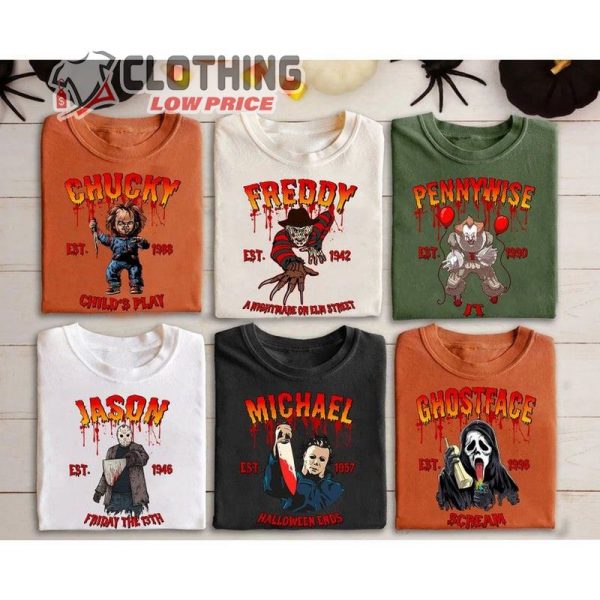 Horror Characters Friend Sweatshirt Horror Hoodie, Chucky Ghostface Scream Freddy Michael Jason Halloween Sweater