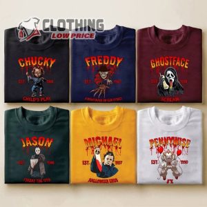 Horror Characters Friend Sweatshirt Horror Hoodie, Chucky Ghostface Scream Freddy Michael Jason Halloween Sweater