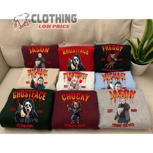 Horror Characters Friend Sweatshirt Horror Hoodie Chucky Ghostface Scream Freddy Michael Jason Halloween Sweater3