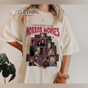 I Freaking Love Horror Movie Shirt, Horror Friends Halloween Tee, Halloween Killer Shirt, Horror Killer Halloween, Michael Myers, Jason Voorhees Gift