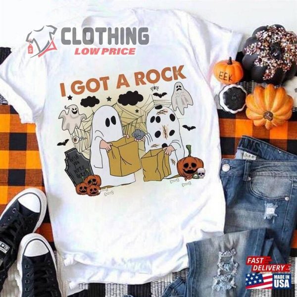 I Got A Rock Halloween Shirt, Halloween Cute Ghost Batman Pumpkin Shirt