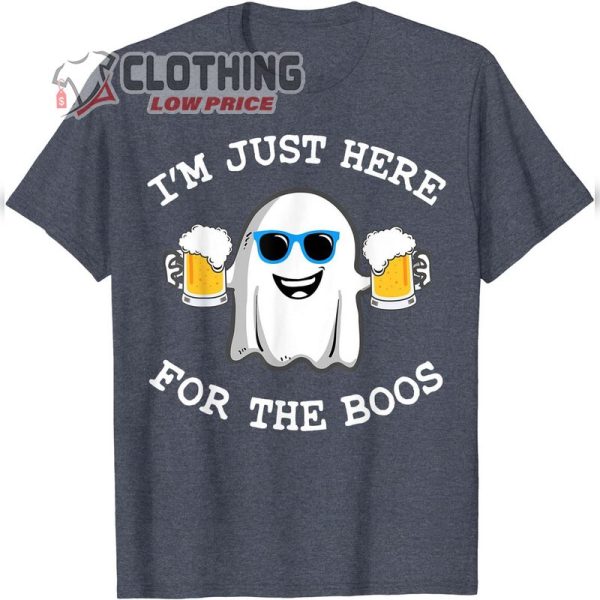 I’m just here for the boos costume T-Shirt, Cute Ghost Drink Beer Halloween Tee