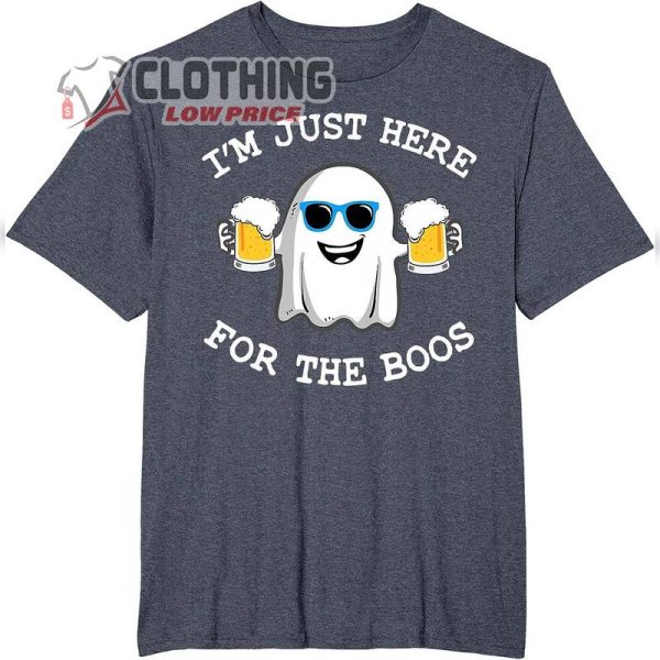 I’m just here for the boos costume T-Shirt, Cute Ghost Drink Beer Halloween Tee