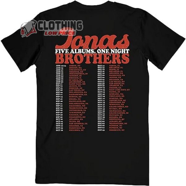 Jonas Brothers Shirt, Five Albums One Night Tour Shirt, Jonas The World Tour 2023 T-Shirt, Jonas Brothers Tour Dates Shirt, Jonas Brothers Merch