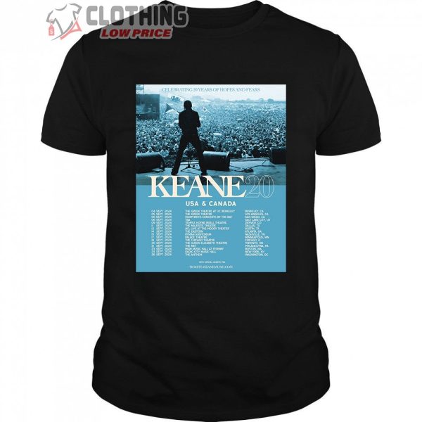 Keane Celebrating 20 Years Of Hopes And Fears Merch, Keane 20 USA And Canada Tour Shirt, Keane 20 Years Tour Dates 2023 Tickets T-Shirt