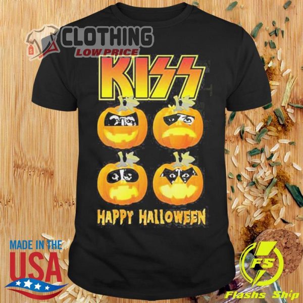 Kiss Band Halloween 2023 T- Shirt, Kiss Pumpkins Happy Halloween Shirt, Halloween 2023 Merch