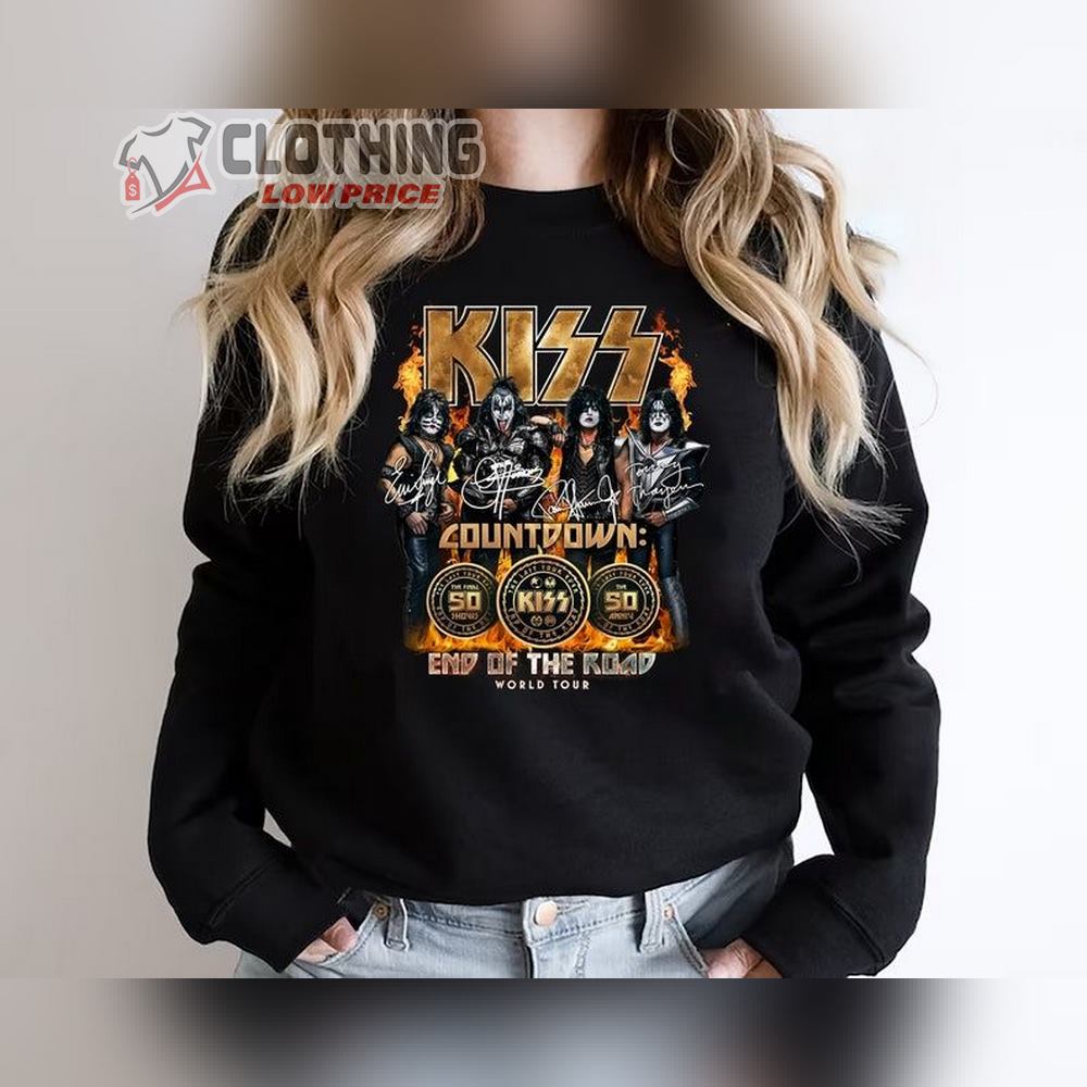 2022 World Tour Kiss 49Th Anniversary Kiss Band Signatures T-Shirt ...